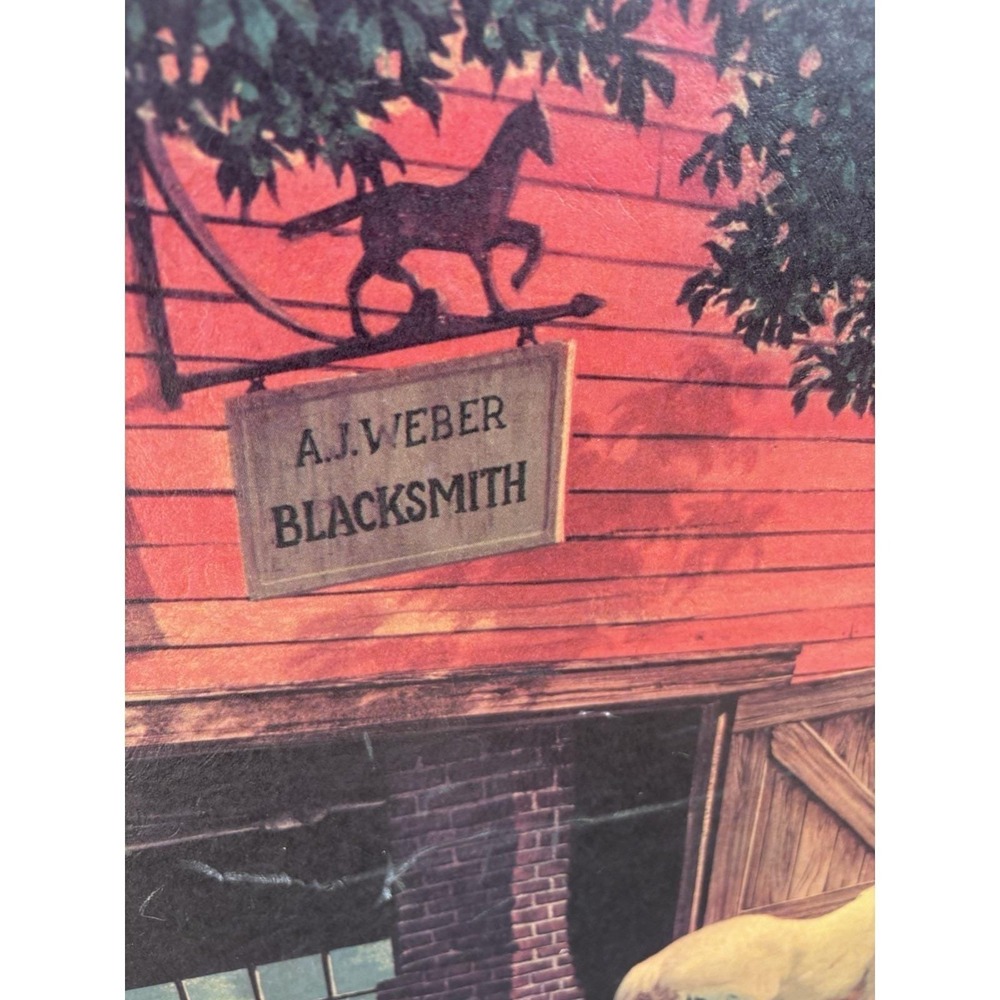 Vintage Paul Detlefsen THE SMITHY Blacksmith 52"x28" Wood Frame Textured Print - Picture 6 of 8